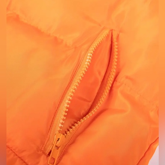 Cropped Puffer Jacket-Orange - Picture 5 of 6
